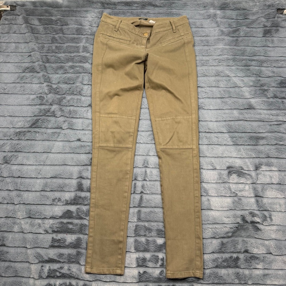 J.Crew Stretch Skinny Utility Moto Pants Olive Green Khaki 27 Low Rise 10265
